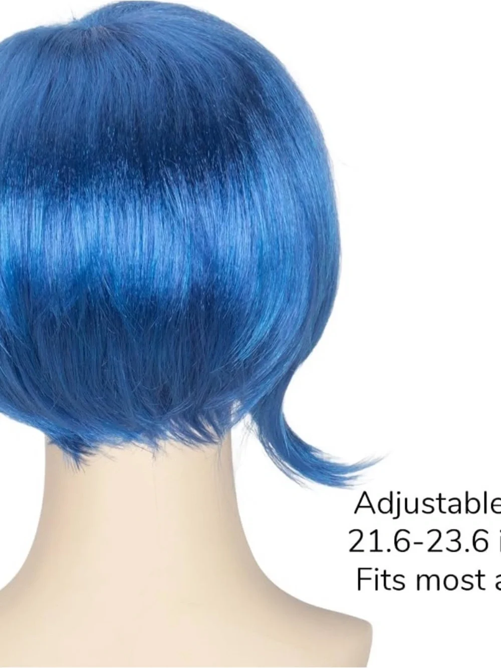 Miss U Hair Women Short Straight Blue Wig with Glasses for Adult